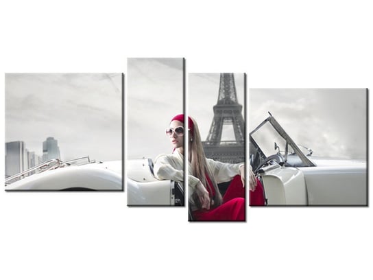 Obraz Parking przy Wieży Eiffla, 4 elementy, 120x55 cm Oobrazy