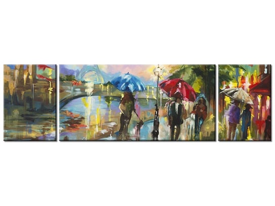 Obraz Paryż w deszczu, 3 elementy, 170x50 cm Oobrazy