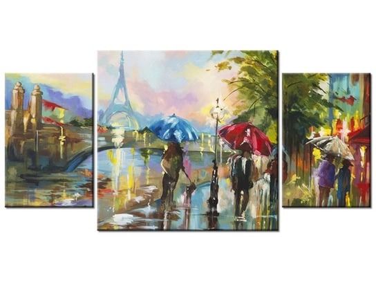 Obraz, Paryż w deszczu, 3 elementy, 80x40 cm Oobrazy