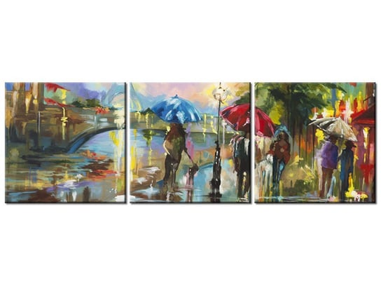 Obraz Paryż w deszczu, 3 elementy, 90x30 cm Oobrazy