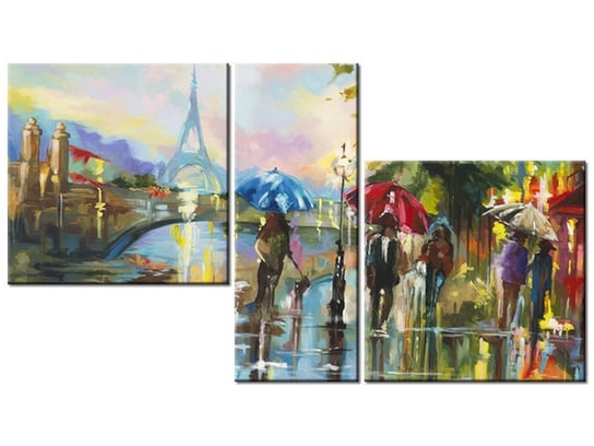 Obraz Paryż w deszczu, 3 elementy, 90x50 cm Oobrazy