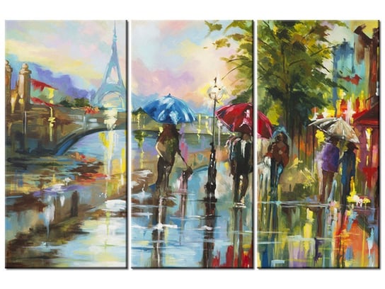 Obraz Paryż w deszczu, 3 elementy, 90x60 cm Oobrazy
