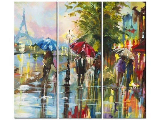 Obraz Paryż w deszczu, 3 elementy, 90x80 cm Oobrazy