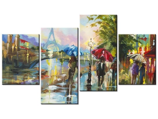 Obraz Paryż w deszczu, 4 elementy, 120x70 cm Oobrazy