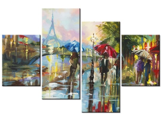 Obraz Paryż w deszczu, 4 elementy, 120x80 cm Oobrazy