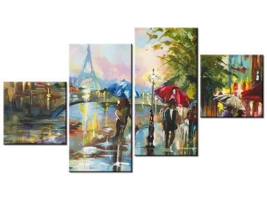 Obraz Paryż w deszczu, 4 elementy, 160x90 cm Oobrazy