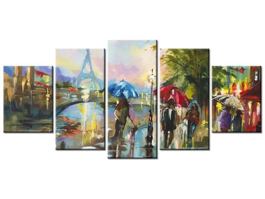 Obraz, Paryż w deszczu, 5 elementów, 150x70 cm Oobrazy