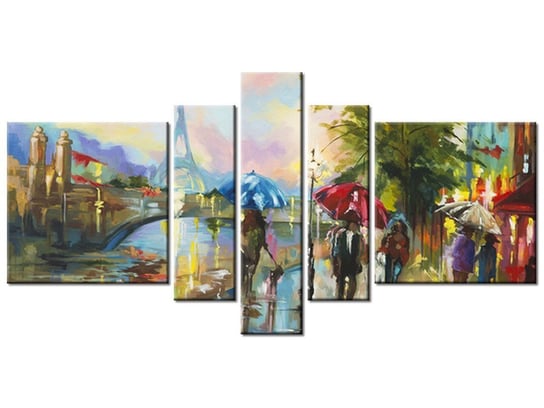 Obraz, Paryż w deszczu, 5 elementów, 160x80 cm Oobrazy