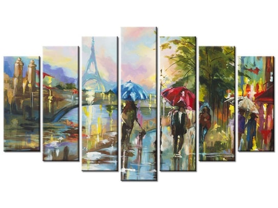 Obraz Paryż w deszczu, 7 elementów, 140x80 cm Oobrazy