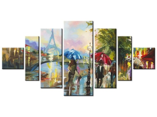Obraz, Paryż w deszczu, 7 elementów, 200x100 cm Oobrazy