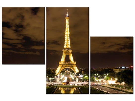 Obraz Paryż Wieża Eiffla - zdjęcie nocą, 3 elementy, 90x60 cm Oobrazy