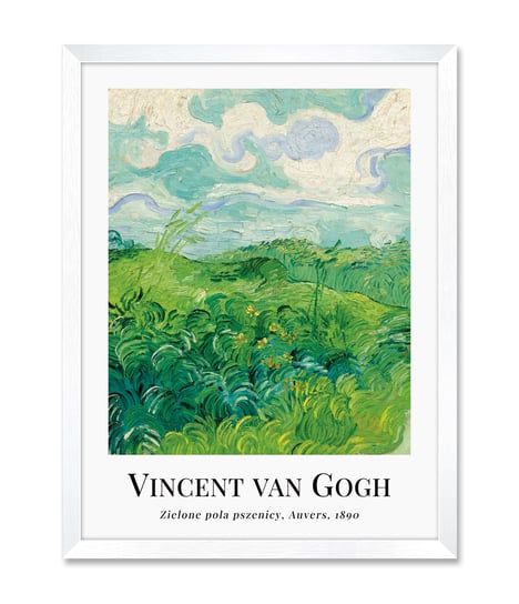 Obraz pejzaż na ścianę do salonu pokoju sypialni Zielone pola pszenicy reprodukcja Van Gogh 32x42 cm iWALL studio