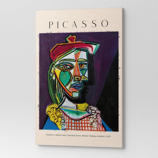 Obraz Picasso Kobieta W Berecie I Kraciastej Sukience Rep00069 50X70 Wave Print