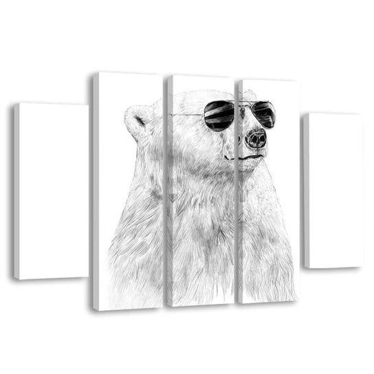 Obraz pięcioczęściowy FEEBY Miś w okularach, 150x100 cm Feeby
