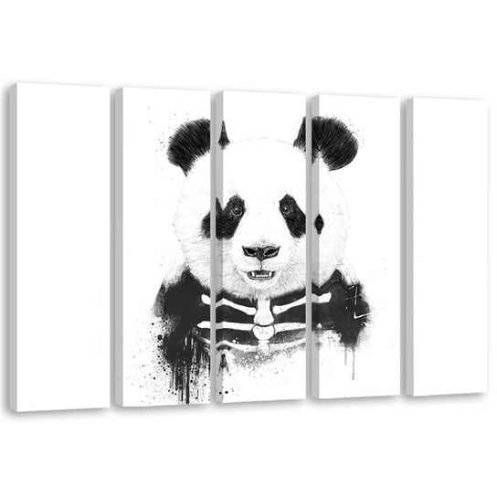 Obraz pięcioczęściowy FEEBY Portret miś panda szkielet, 150x100 cm Feeby
