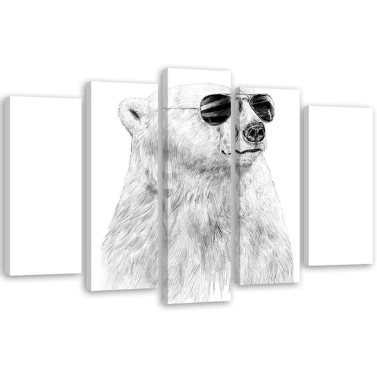 Obraz pięcioczęściowy FEEBY Portret niedźwiedź miś, 150x100 cm Feeby