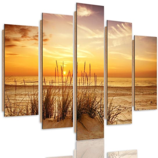 Obraz pięcioczęściowy na panelu: Trawy na plaży 3, 100x150 cm Feeby