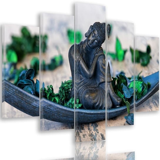 Obraz pięcioczęściowy na płótnie: Budda i płatki 2, 100x150 cm Feeby