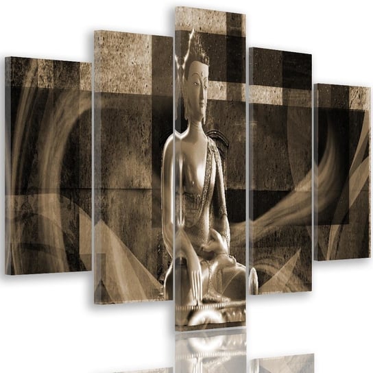 Obraz pięcioczęściowy na płótnie: Budda na geometrycznym tle 4, 70x100 cm Feeby