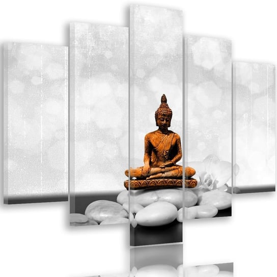 Obraz pięcioczęściowy na płótnie: Budda na kamieniach Zen 1, 70x100 cm Feeby