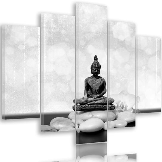Obraz pięcioczęściowy na płótnie: Budda na kamieniach Zen 3, 70x100 cm Feeby