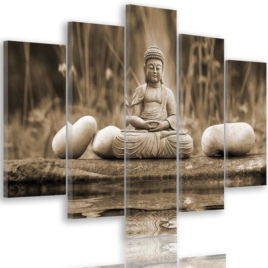 Obraz pięcioczęściowy na płótnie: Budda nad wodą 4, 100x150 cm Feeby