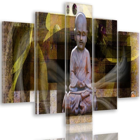 Obraz pięcioczęściowy na płótnie: Budda z figurami geometrycznymi 2, 100x150 cm Feeby