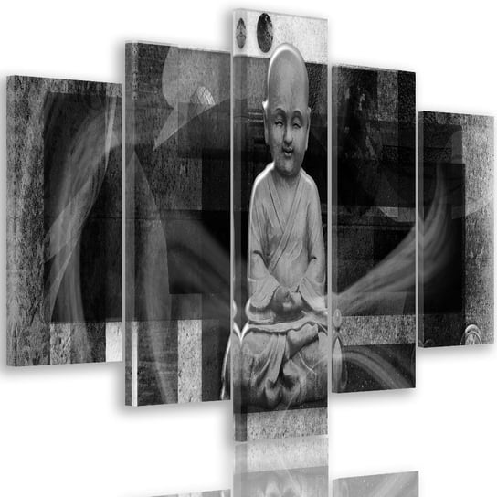 Obraz pięcioczęściowy na płótnie: Budda z figurami geometrycznymi 3, 100x150 cm Feeby