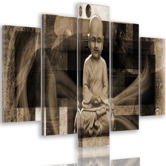 Obraz pięcioczęściowy na płótnie: Budda z figurami geometrycznymi 4, 70x100 cm Feeby
