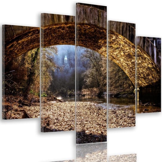 Obraz pięcioczęściowy na płótnie Canvas FEEBY, pentaptyk typ A, Tajemnicze miejsce pod mostem, 100x70 cm Feeby