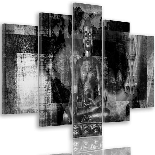 Obraz pięcioczęściowy na płótnie Canvas, pentaptyk typ A, Budda i abstrakcyjne tło 3, 300x140 cm Feeby