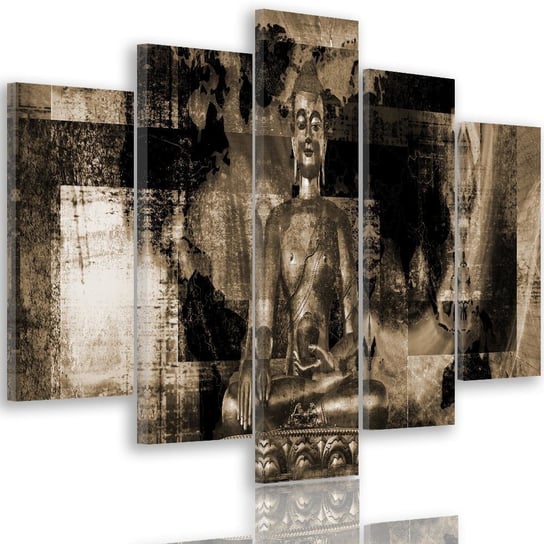 Obraz pięcioczęściowy na płótnie Canvas, pentaptyk typ A, Budda i abstrakcyjne tło 4, 100x70 cm Feeby