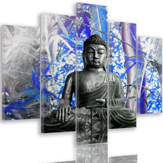 Obraz pięcioczęściowy na płótnie Canvas, pentaptyk typ A, Budda i bambusy 2, 250x120 cm Feeby