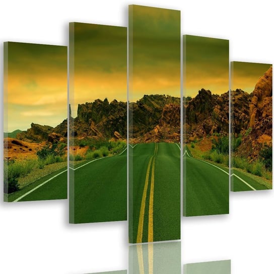 Obraz pięcioczęściowy na płótnie: Droga na pustkowiu 3, 120x250 cm Feeby