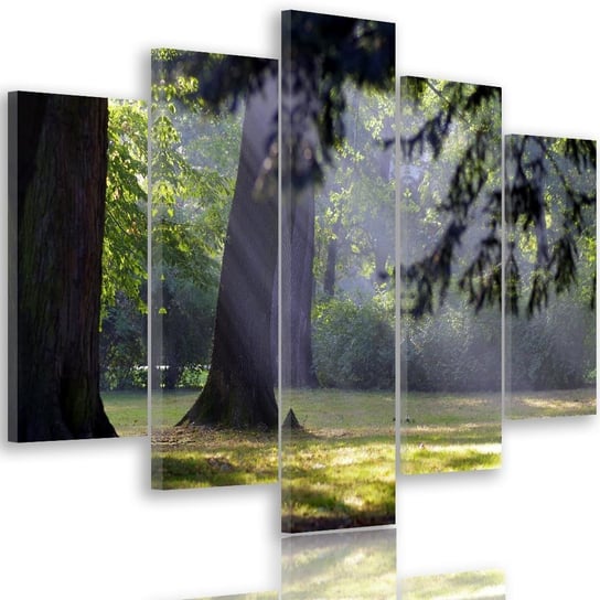 Obraz pięcioczęściowy na płótnie: Drzewa w parku, 100x200 cm Feeby