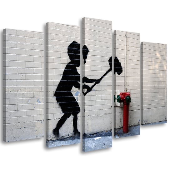 Obraz pięcioczęściowy na płótnie FEEBY, Banksy Chłopiec Młot Street 150x100 Feeby