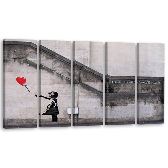 Obraz pięcioczęściowy na płótnie FEEBY, Banksy Dziewczynka Balon 200x80 Feeby