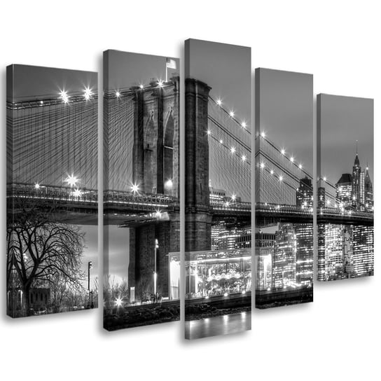 Obraz pięcioczęściowy na płótnie FEEBY, Manhattan Most Nowy Jork 100x70 Feeby