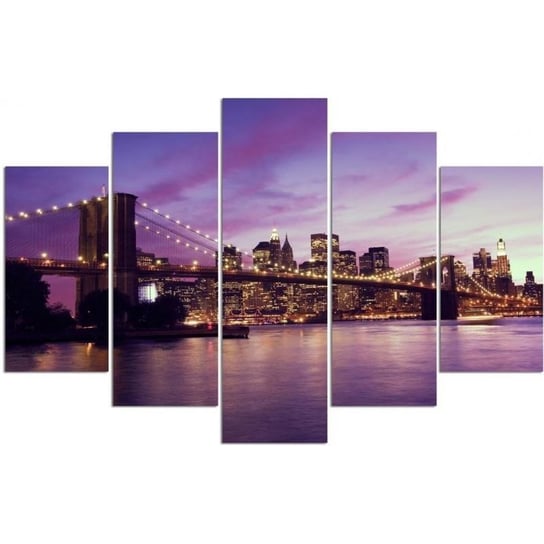 Obraz pięcioczęściowy na płótnie FEEBY, Manhattan o zachodzie słońca 200x100 Feeby