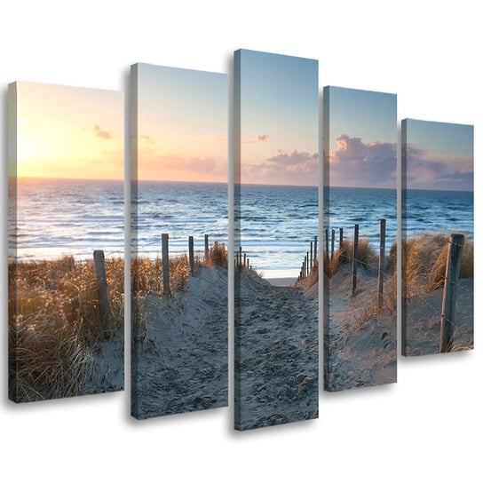 Obraz pięcioczęściowy na płótnie FEEBY, Morze Plaża Zachód Słońca 150x100 Feeby