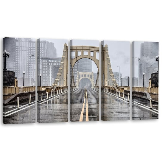 Obraz pięcioczęściowy na płótnie FEEBY, Most Brookliński Nowy Jork 150x60 Feeby