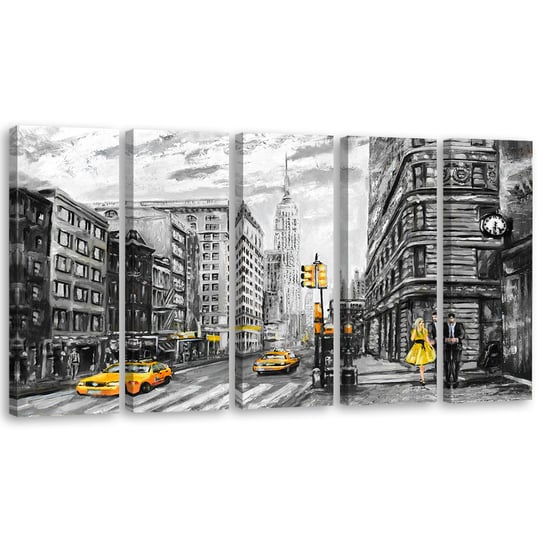 Obraz pięcioczęściowy na płótnie FEEBY, Nowy Jork Taxi USA Akryl 200x80 Feeby