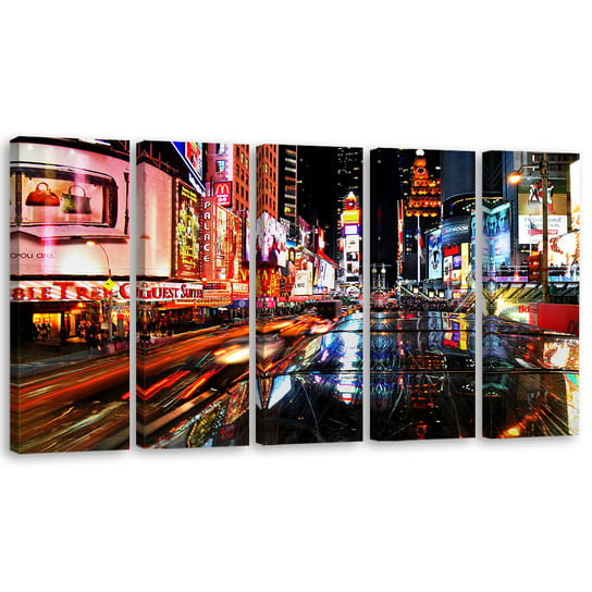 Obraz pięcioczęściowy na płótnie FEEBY, Times Square Nowy Jork 150x60 Feeby