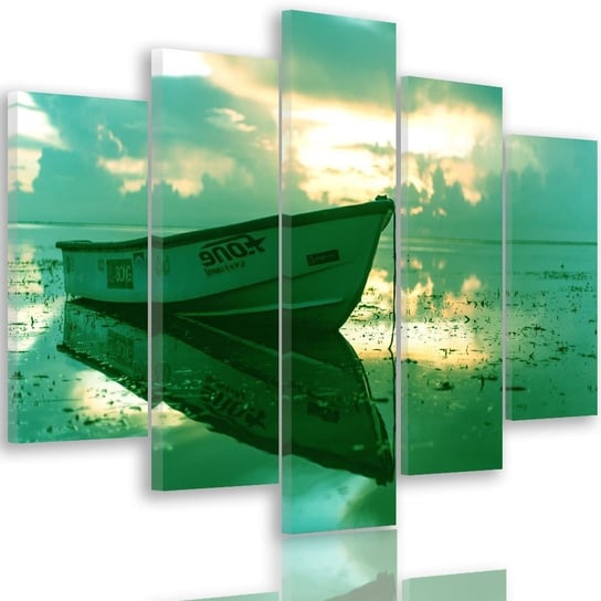 Obraz pięcioczęściowy na płótnie: Łódź nad morzem, 70x100 cm Feeby