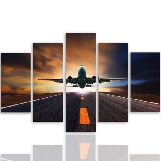 Obraz pięcioczęściowy na płótnie, Samolot - 150x100 Inna marka