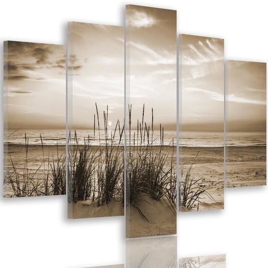 Obraz pięcioczęściowy na płótnie: Trawy na plaży 1, 70x100 cm Feeby