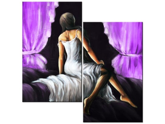 Obraz Piękna dziewczyna w fiolecie, 2 elementy, 60x60 cm Oobrazy