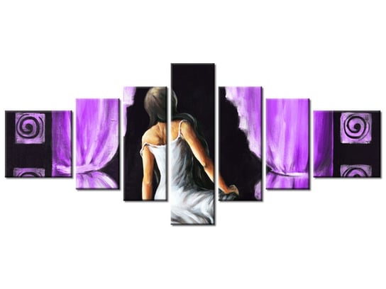 Obraz Piękna dziewczyna w fiolecie, 7 elementów, 160x70 cm Oobrazy