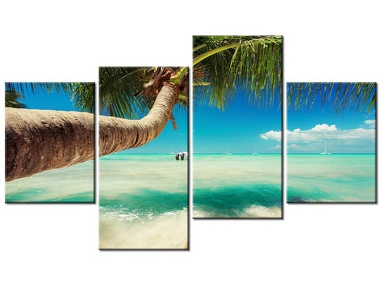 Obraz Piękna palma nad Morzem Karaibskim, 4 elementy, 120x70 cm Oobrazy