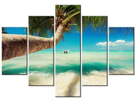 Obraz, Piękna palma nad Morzem Karaibskim, 5 elementów, 150x105 cm Oobrazy